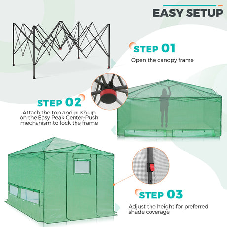 12x8 Portable Large Walk - in Pop Up Greenhouse - Eagle Peak