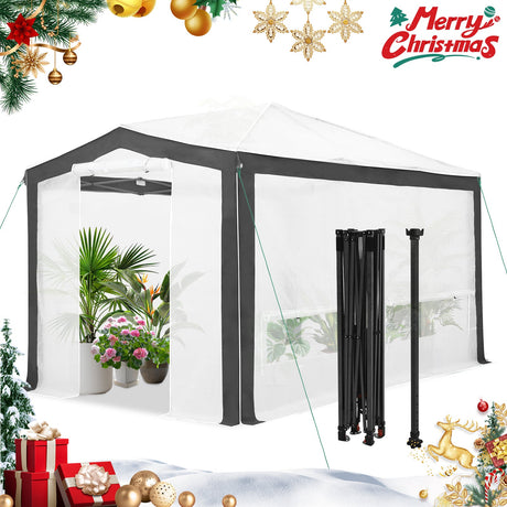 12x8 Portable Walk in Greenhouse with Polyester Reinforced Corners - Eagle Peak Custom Canopy Tent