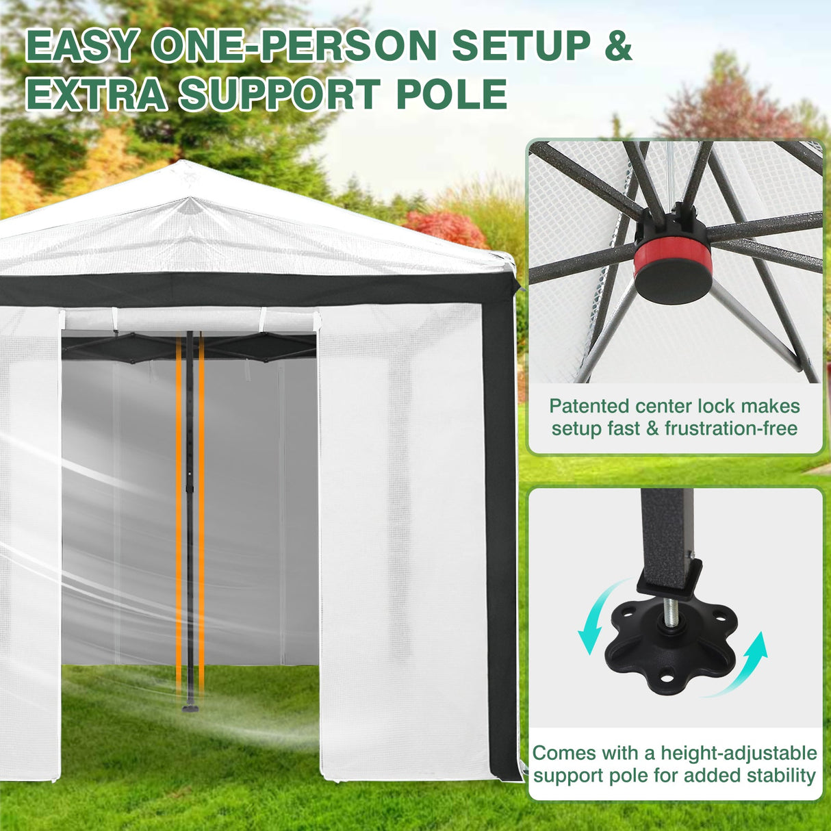 12x8 Portable Walk in Greenhouse with Polyester Reinforced Corners - Eagle Peak Custom Canopy Tent