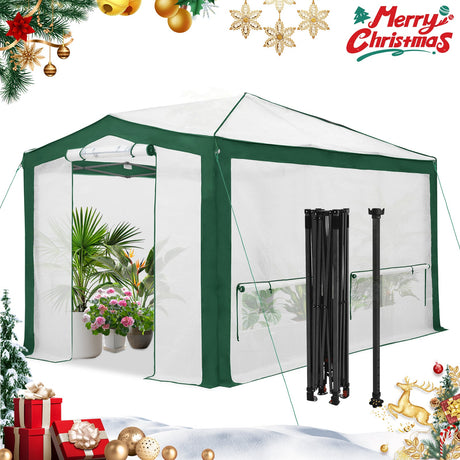 12x8 Portable Walk in Greenhouse with Polyester Reinforced Corners - Eagle Peak Custom Canopy Tent