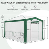 12x8 Portable Walk in Greenhouse with Polyester Reinforced Corners - Eagle Peak Custom Canopy Tent