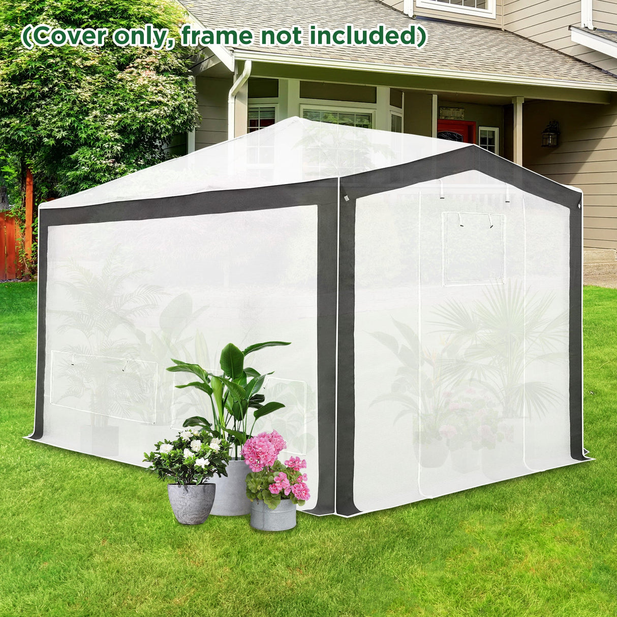 12X8 Replacement Top cover of Walk in Greenhouse with Polyester Reinforced Corners - Eagle Peak Custom Canopy Tent