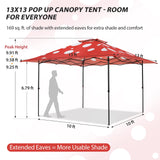 13x13 Pop Up Canopy Tent, Auto Extended Eaves - Eagle Peak®