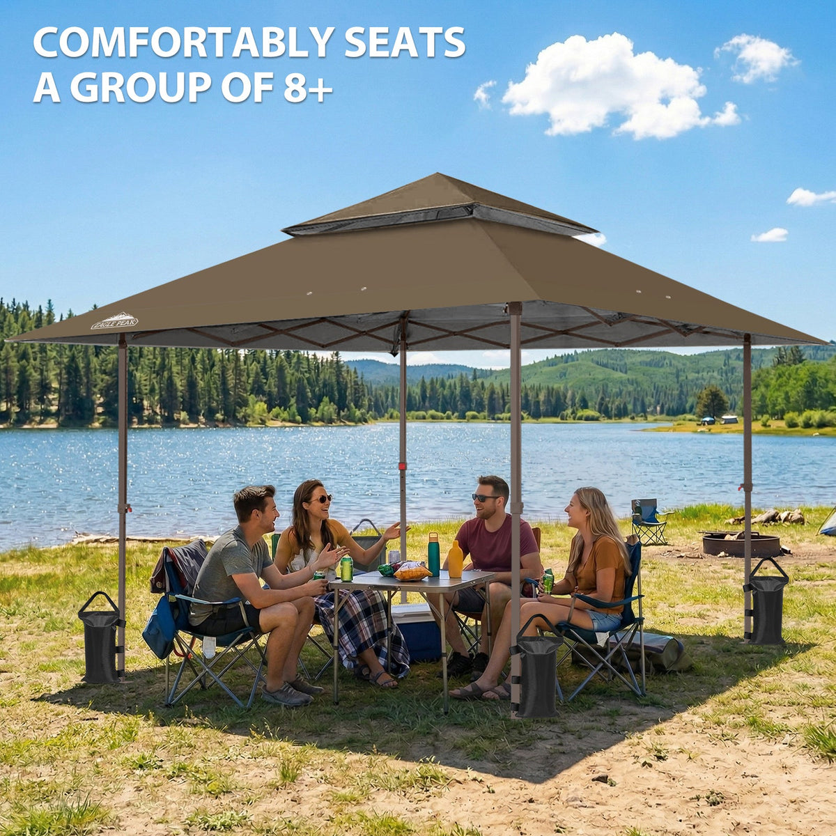 13x13 Pop Up Canopy Tent, Auto Extended Eaves - Eagle Peak®