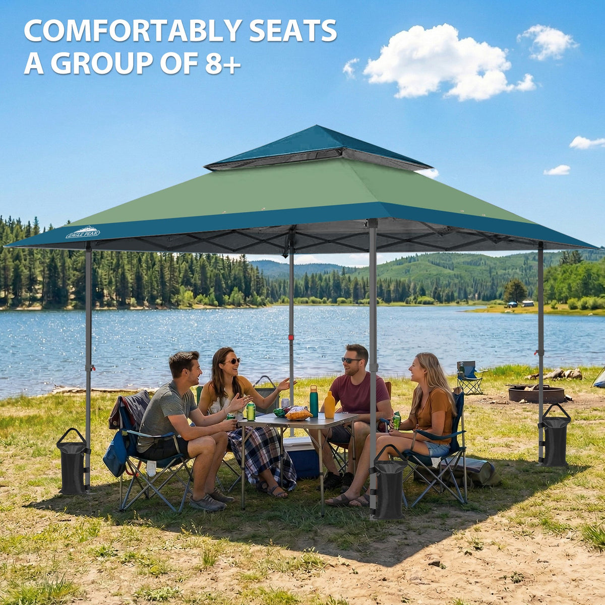 13x13 Pop Up Canopy Tent, Auto Extended Eaves - Eagle Peak®