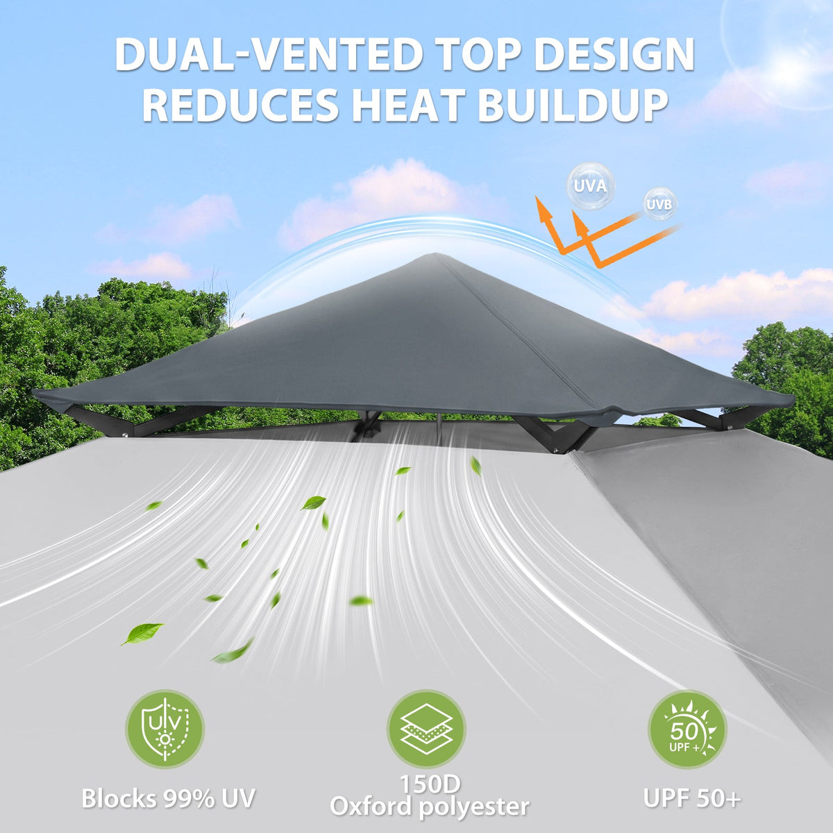 13x13 Pop Up Canopy Tent, Auto Extended Eaves - Eagle Peak®