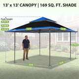 13x13 Pop Up Canopy Tent, Auto Extended Eaves - Eagle Peak®