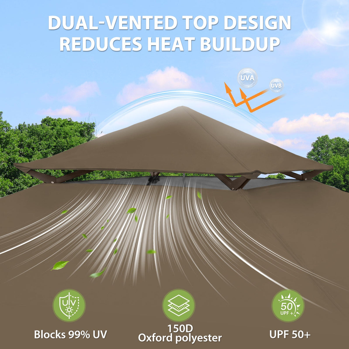 13x13 Pop Up Canopy Tent, Auto Extended Eaves - Eagle Peak®