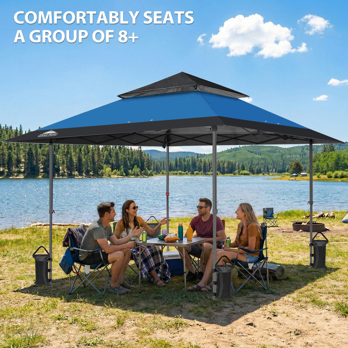 13x13 Pop Up Canopy Tent, Auto Extended Eaves - Eagle Peak®