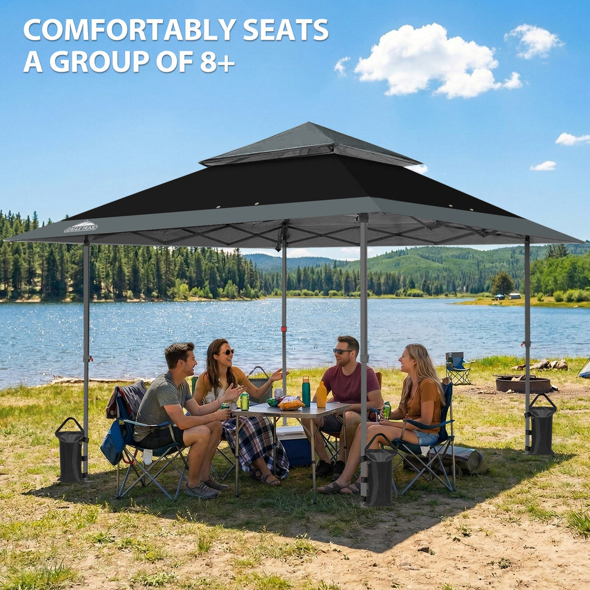 13x13 Pop Up Canopy Tent, Auto Extended Eaves - Eagle Peak®