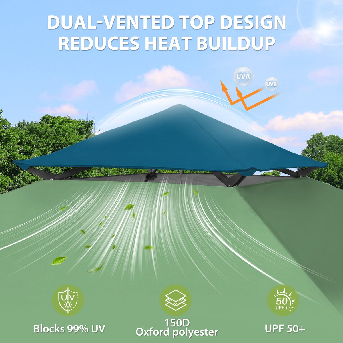 13x13 Pop Up Canopy Tent, Auto Extended Eaves - Eagle Peak®