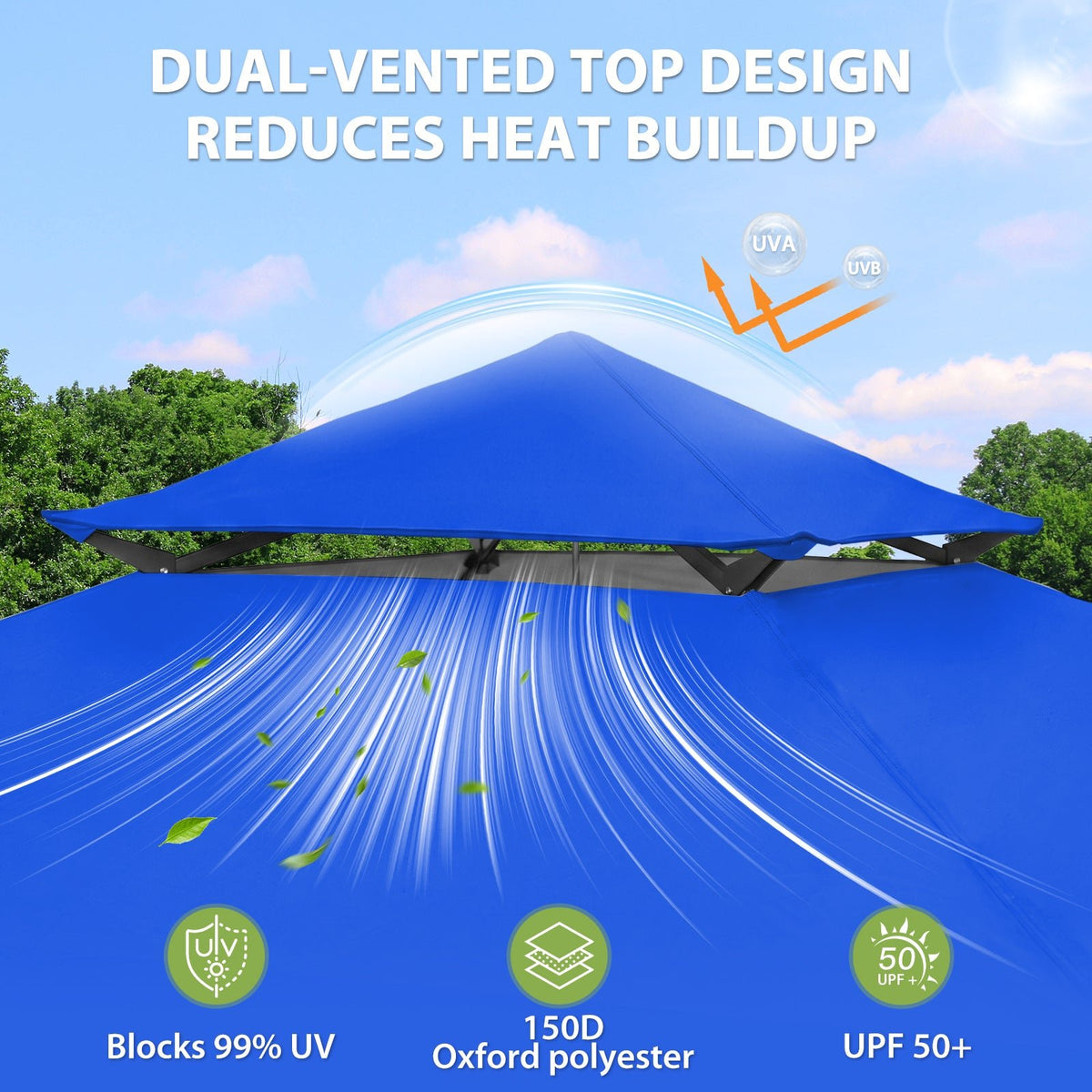 13x13 Pop Up Canopy Tent, Auto Extended Eaves - Eagle Peak®