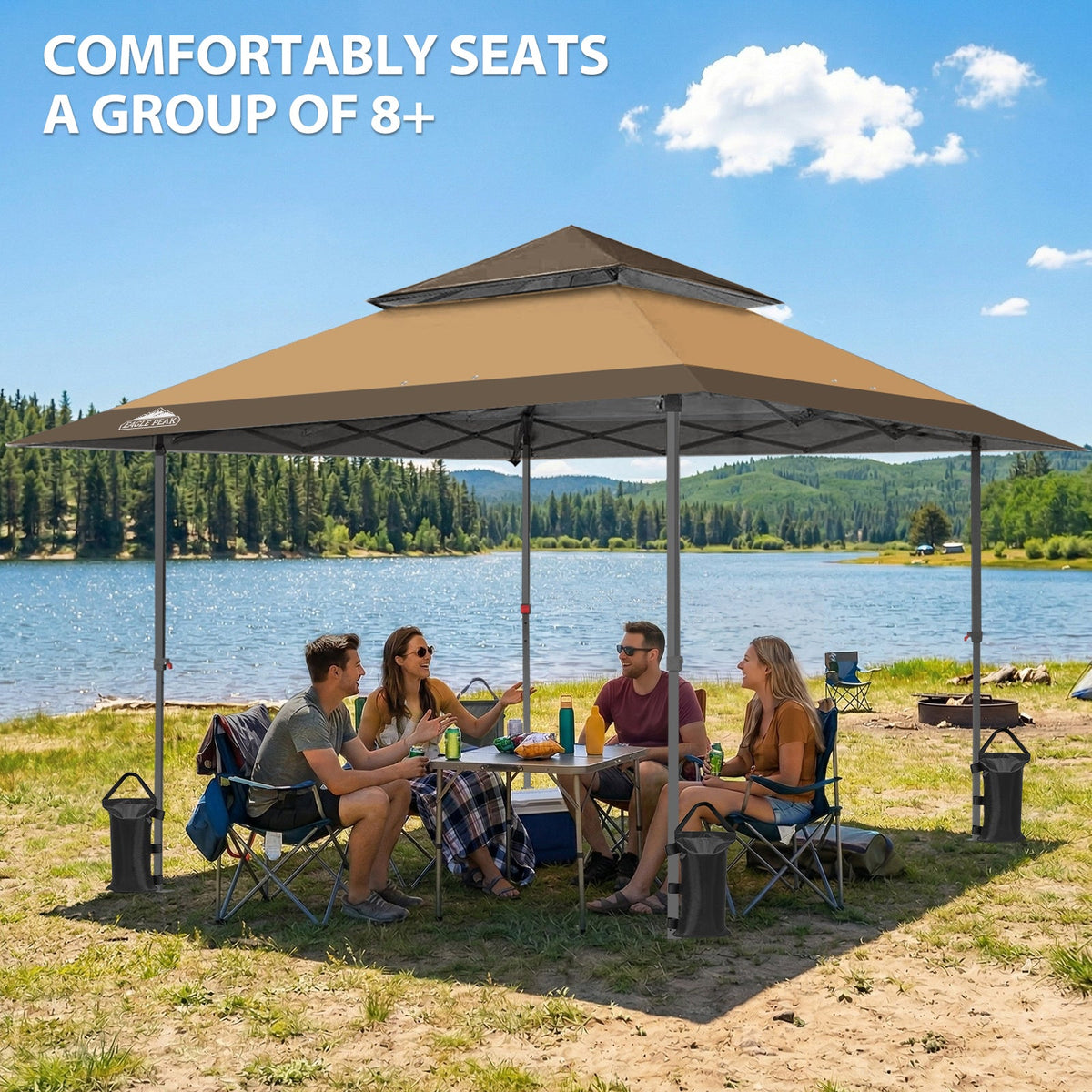 13x13 Pop Up Canopy Tent, Auto Extended Eaves - Eagle Peak®