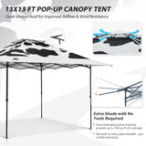 13x13 Pop Up Canopy Tent, Auto Extended Eaves - Eagle Peak®