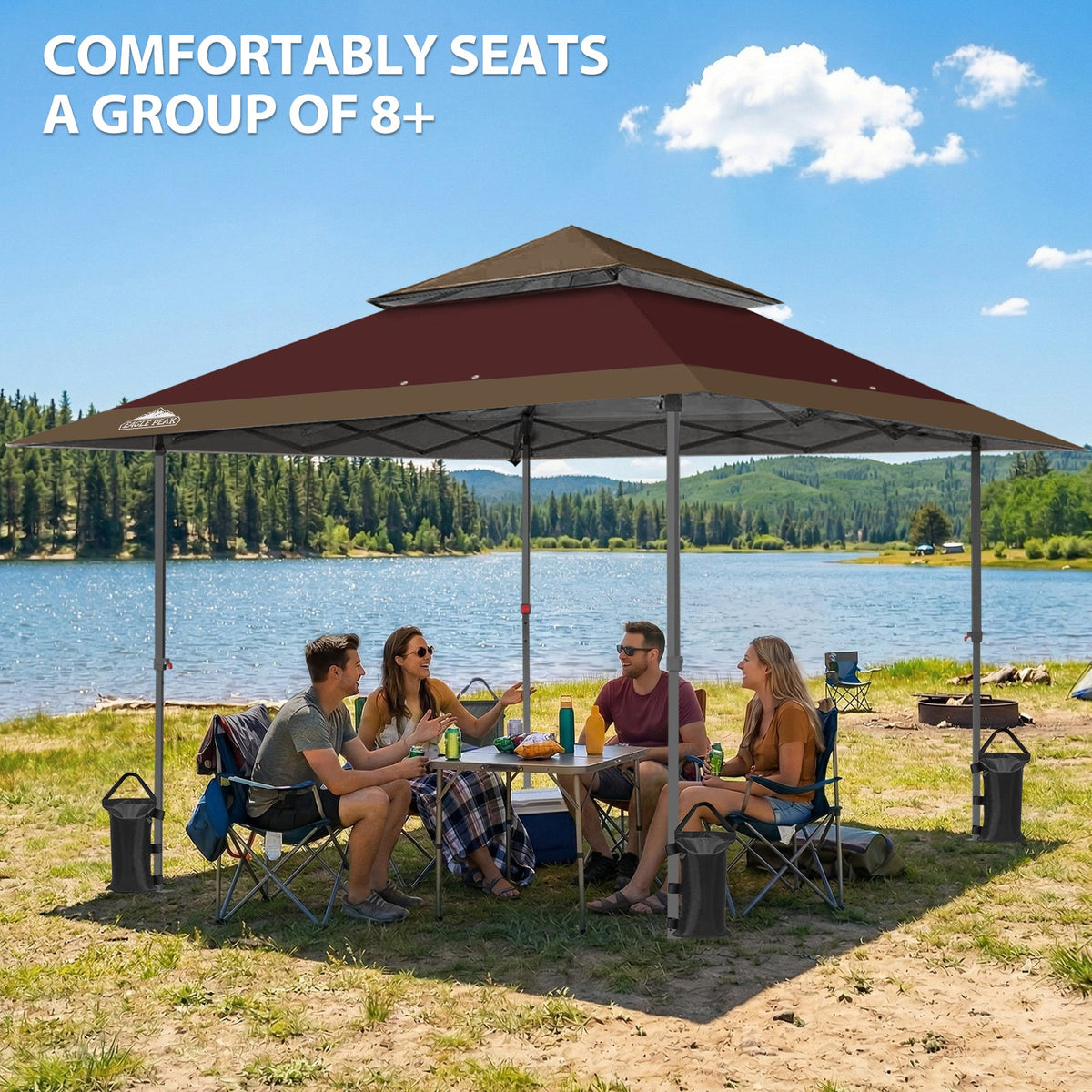 13x13 Pop Up Canopy Tent, Auto Extended Eaves - Eagle Peak®