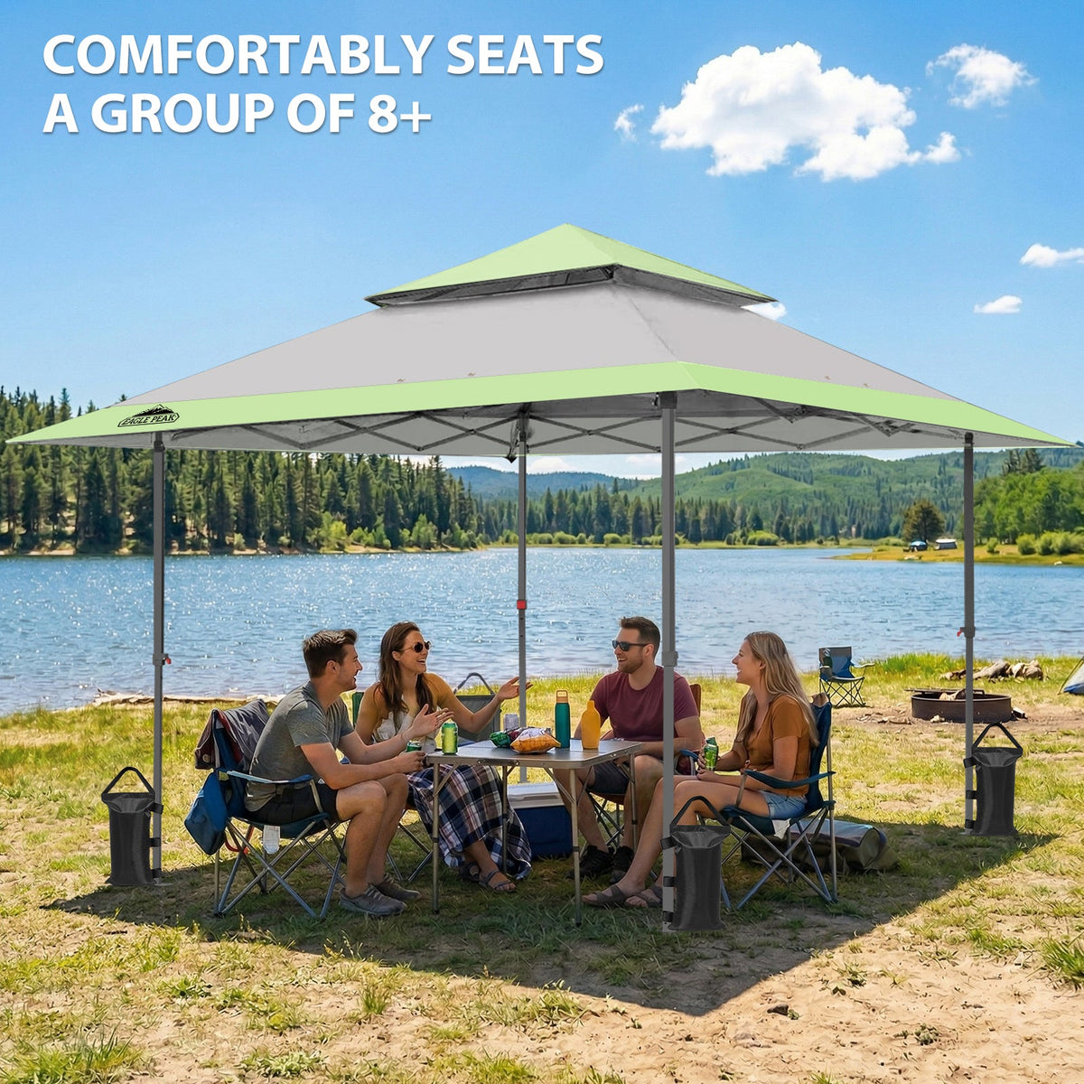 13x13 Pop Up Canopy Tent, Auto Extended Eaves - Eagle Peak®