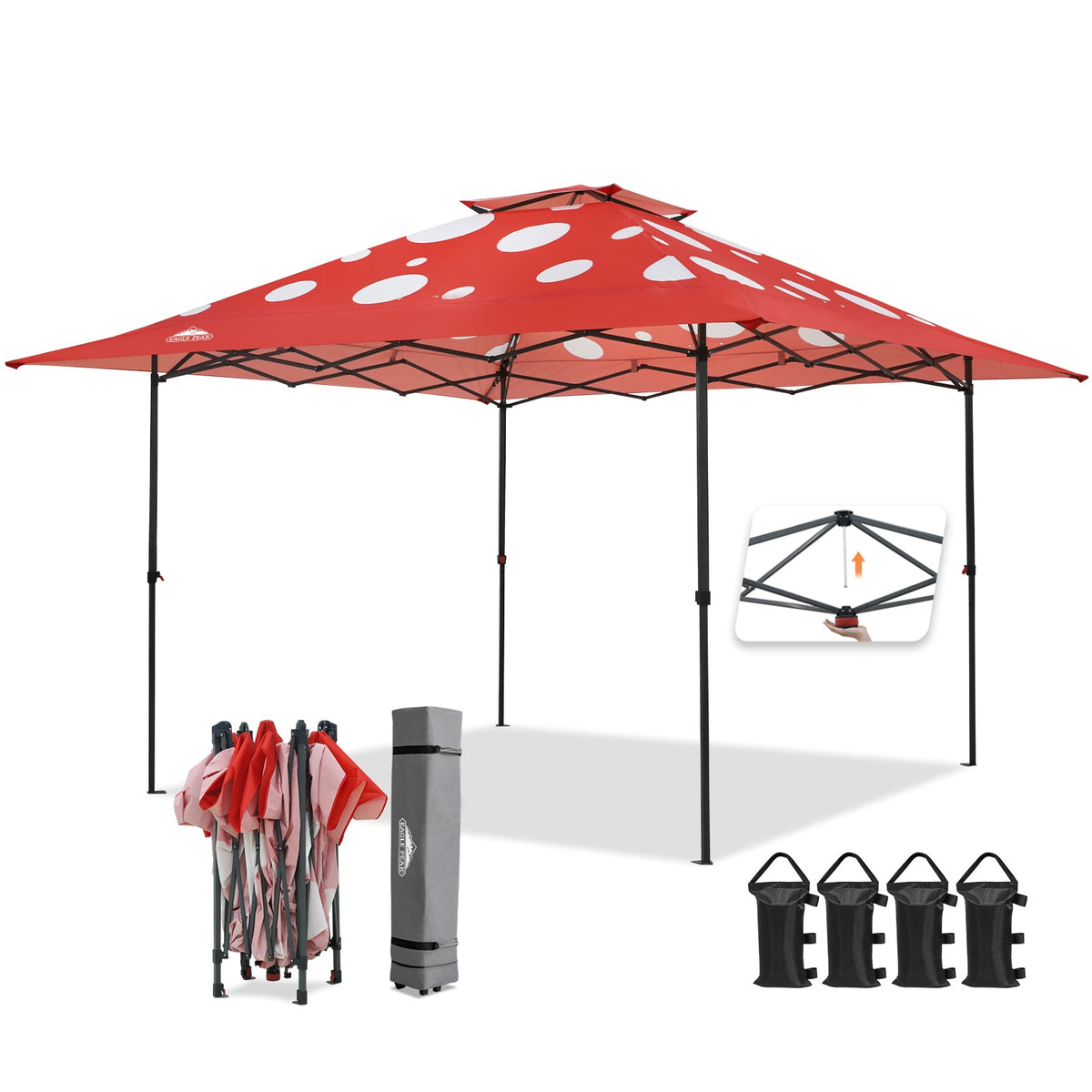 13x13 Pop Up Canopy Tent, Auto Extended Eaves - Eagle Peak®