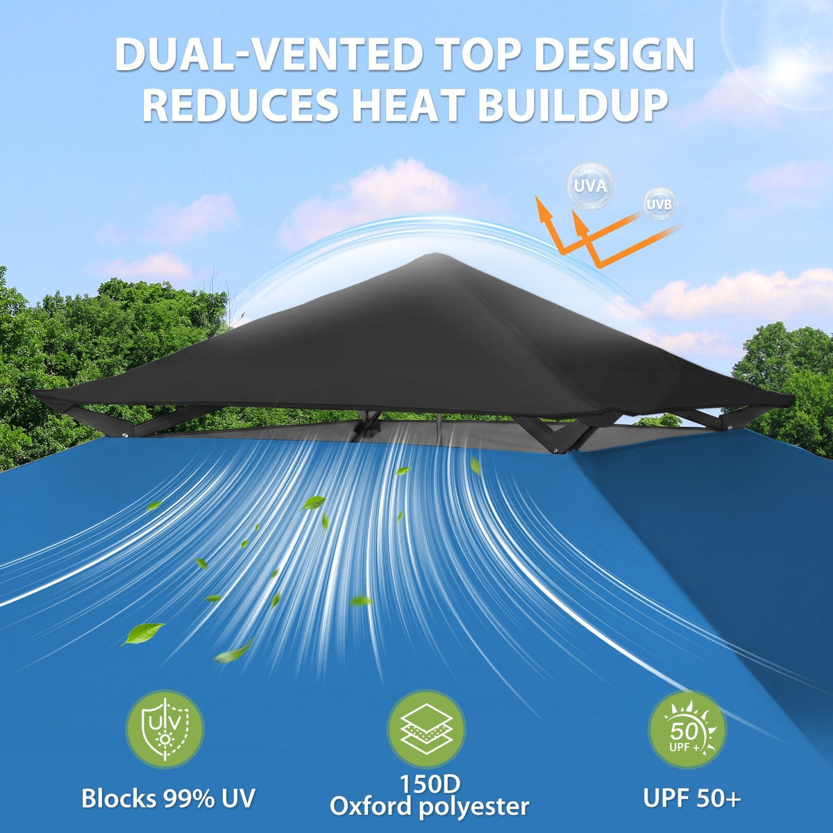 13x13 Pop Up Canopy Tent, Auto Extended Eaves - Eagle Peak®
