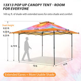 13x13 Pop Up Canopy Tent, Auto Extended Eaves - Eagle Peak®