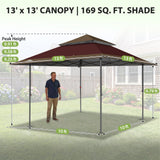 13x13 Pop Up Canopy Tent, Auto Extended Eaves - Eagle Peak®