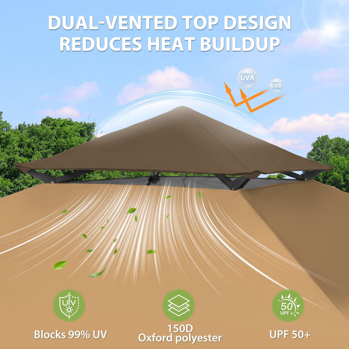 13x13 Pop Up Canopy Tent, Auto Extended Eaves - Eagle Peak®