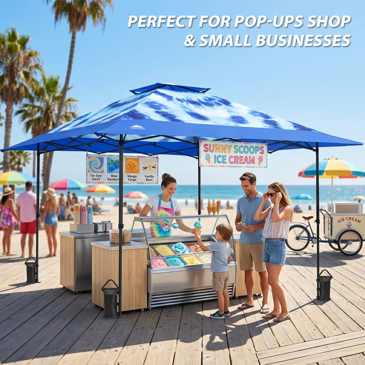 13x13 Pop Up Canopy Tent, Auto Extended Eaves - Eagle Peak®