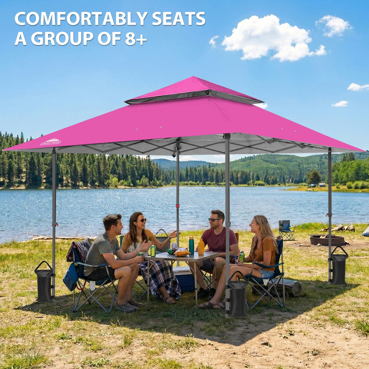 13x13 Pop Up Canopy Tent, Auto Extended Eaves - Eagle Peak®