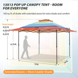 13x13 Pop Up Canopy Tent, Auto Extended Eaves - Eagle Peak®