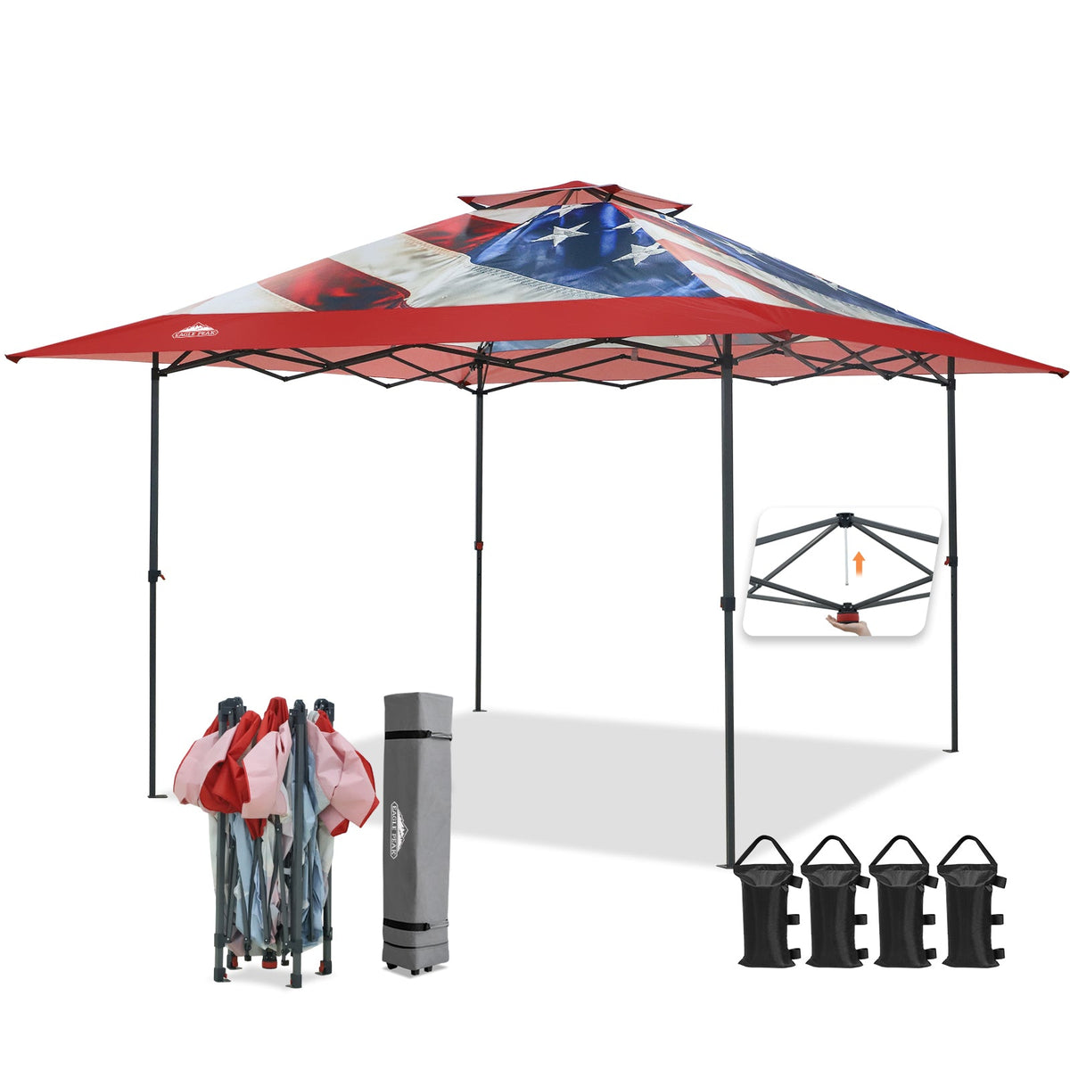 13x13 Pop Up Canopy Tent, Auto Extended Eaves - Eagle Peak®