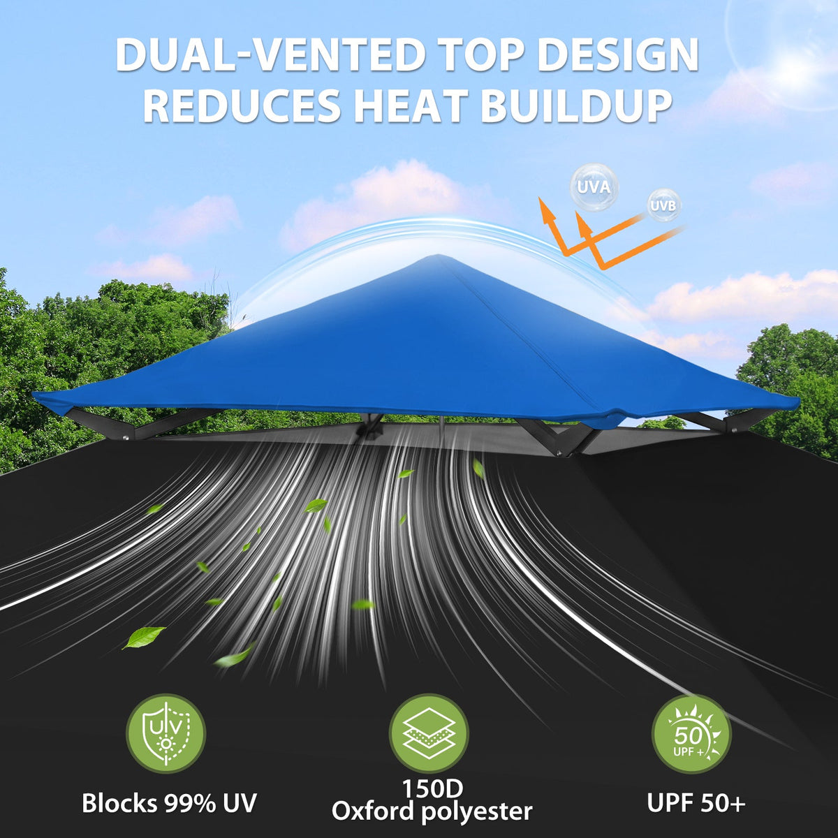 13x13 Pop Up Canopy Tent, Auto Extended Eaves - Eagle Peak®