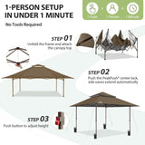 13x13 Pop Up Canopy Tent, Auto Extended Eaves - Eagle Peak®