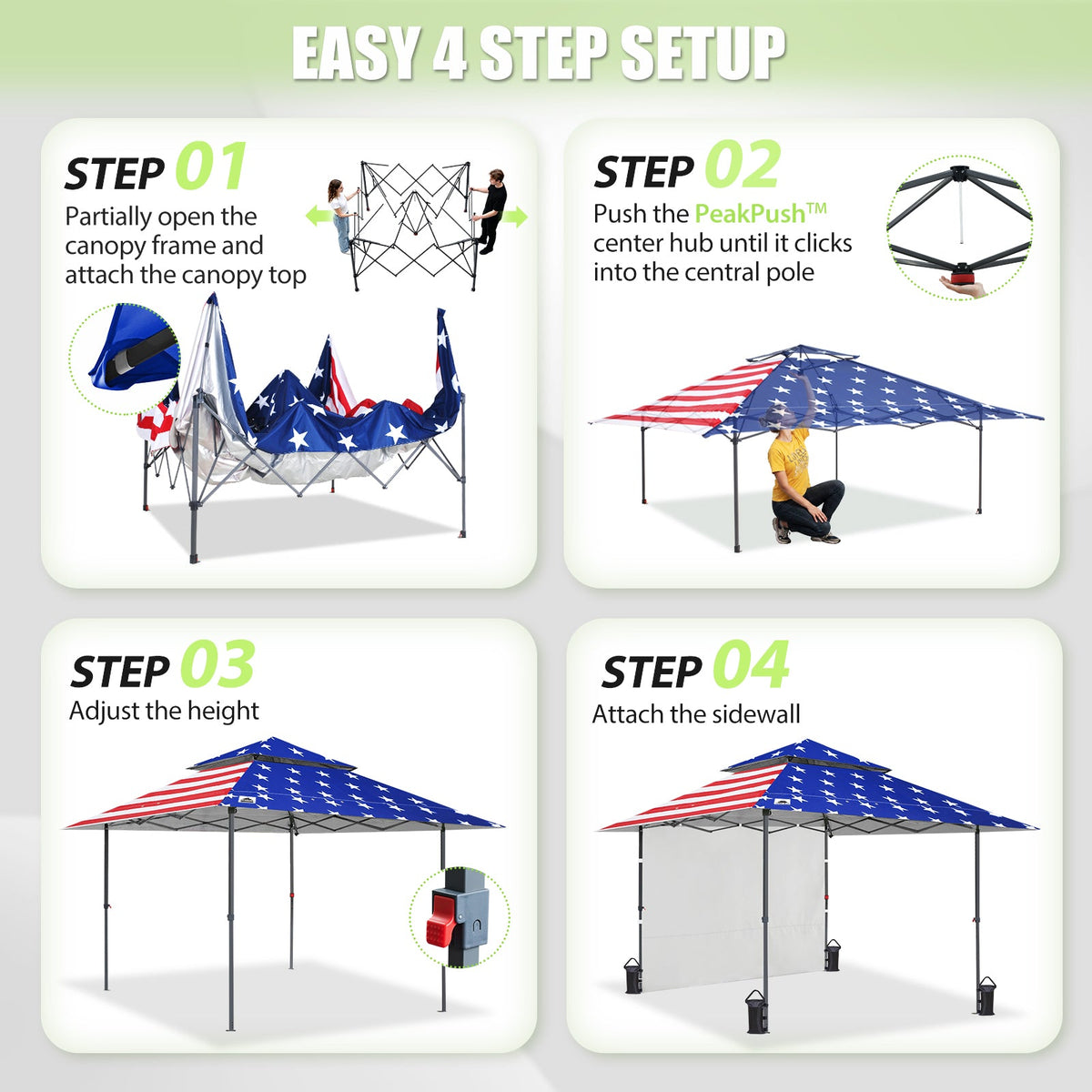 13x13 Pop Up Canopy Tent Sidewall, Extended Eaves - Eagle Peak®