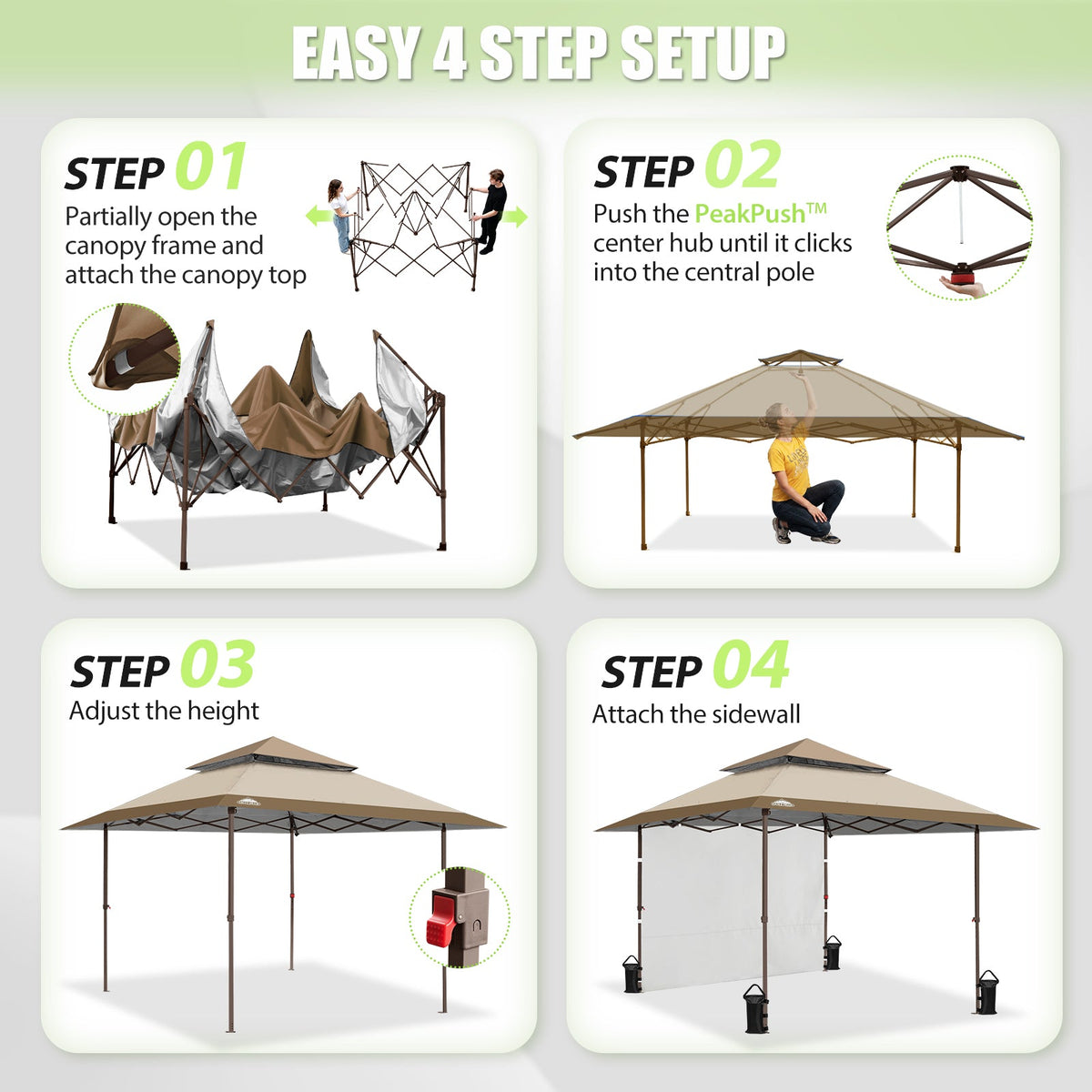 13x13 Pop Up Canopy Tent Sidewall, Extended Eaves - Eagle Peak®