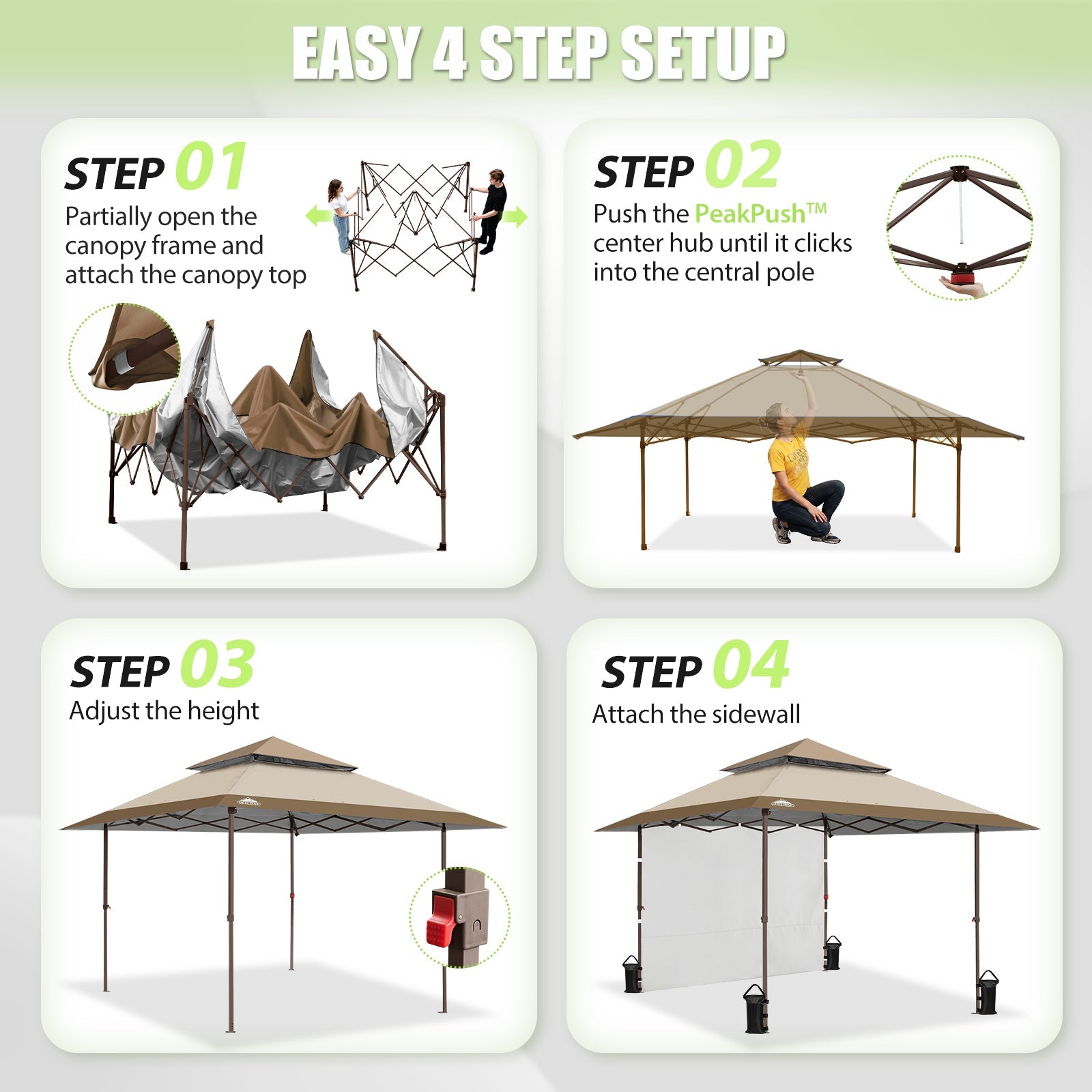 13x13 Pop Up Canopy Tent Sidewall, Extended Eaves – Eagle Peak®