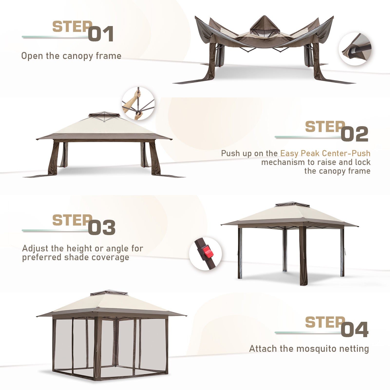 13x13 Pop Up Gazebo with Netting – Eagle Peak Custom Canopy Tent