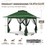 13x13 Pop Up Gazebo with Netting w/ 169 sqft of Shade - Eagle Peak®