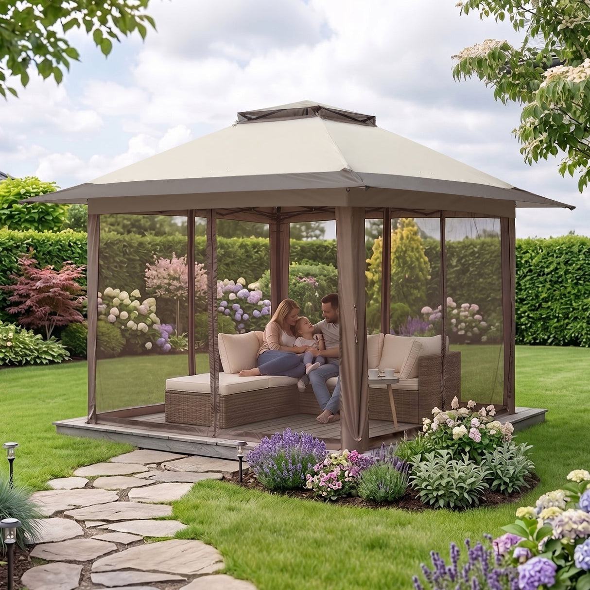 13x13 Pop Up Gazebo with Netting w/ 169 sqft of Shade - Eagle Peak®