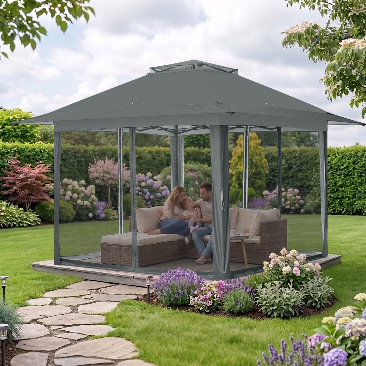 13x13 Pop Up Gazebo with Netting w/ 169 sqft of Shade - Eagle Peak®