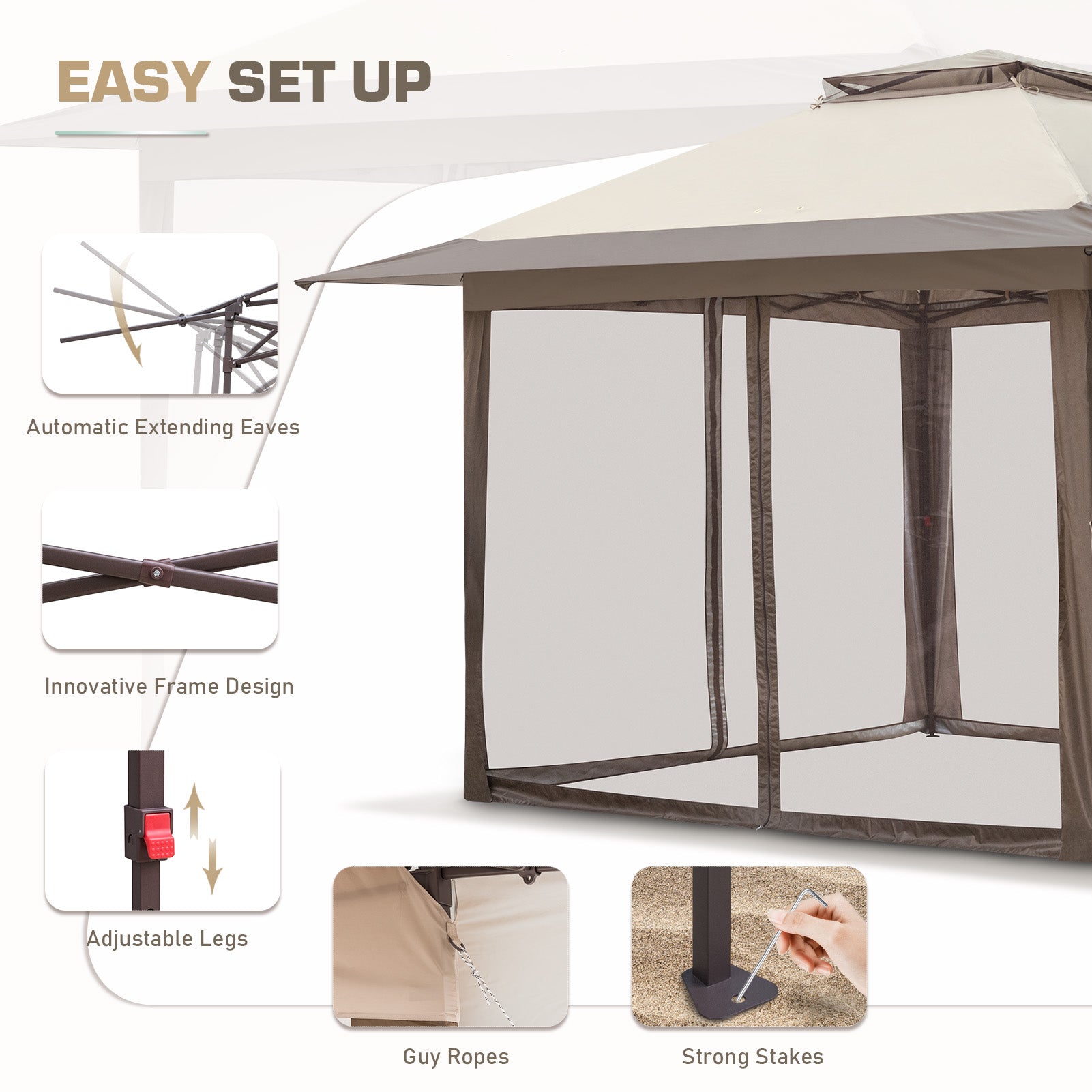 HIATUS 3点セット Amazon.com : EAGLE PEAK 13x13 Pop Up Gazebo with Mesh