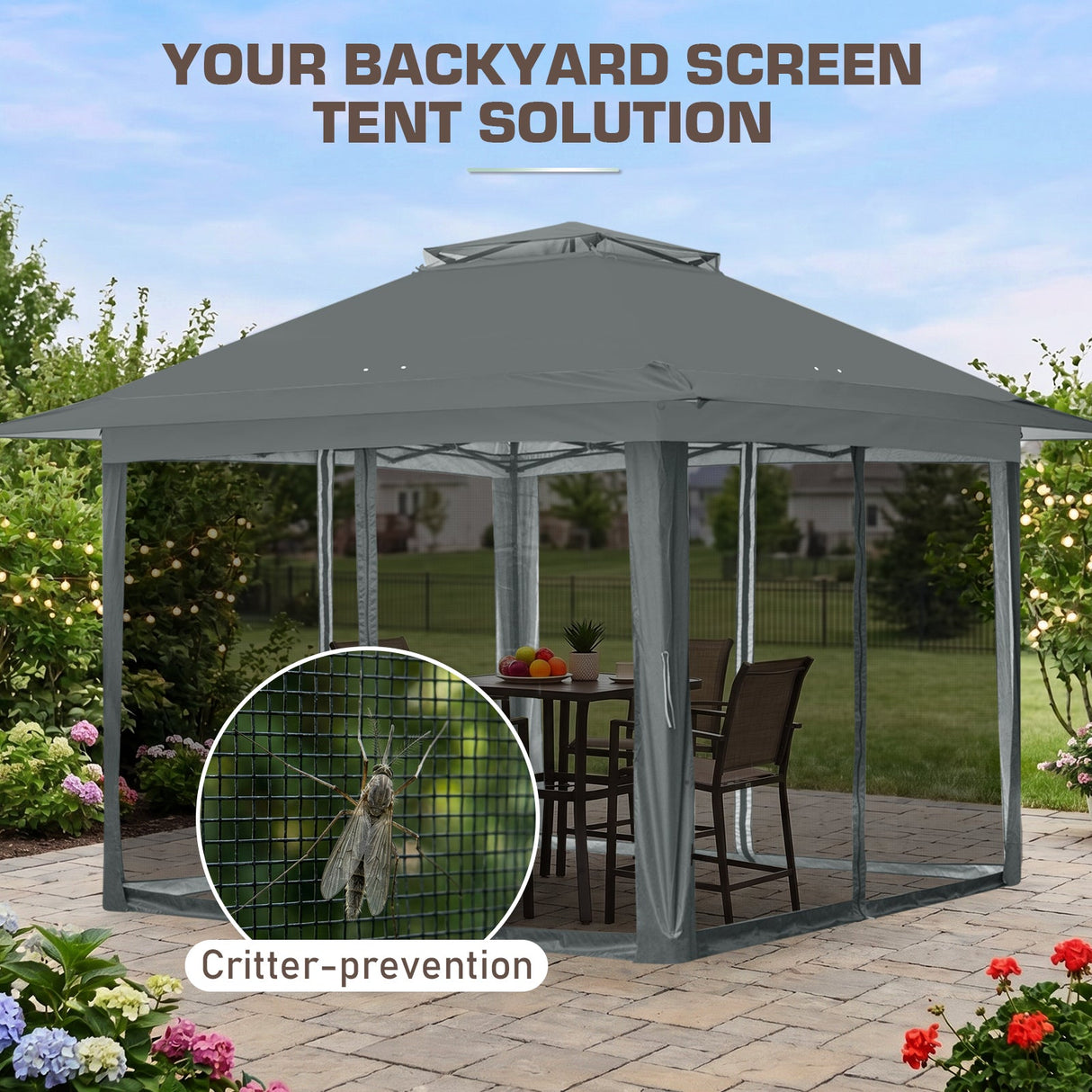 13x13 Pop Up Gazebo with Netting w/ 169 sqft of Shade - Eagle Peak®