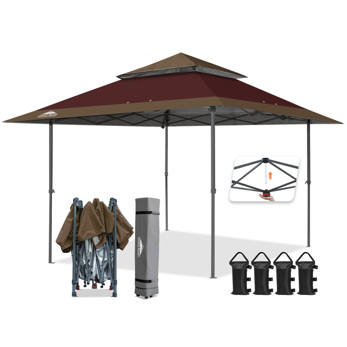 13x13 Straight Leg Pop Up Canopy Tent with 169 sqft of Shade - Eagle Peak Custom Canopy Tent