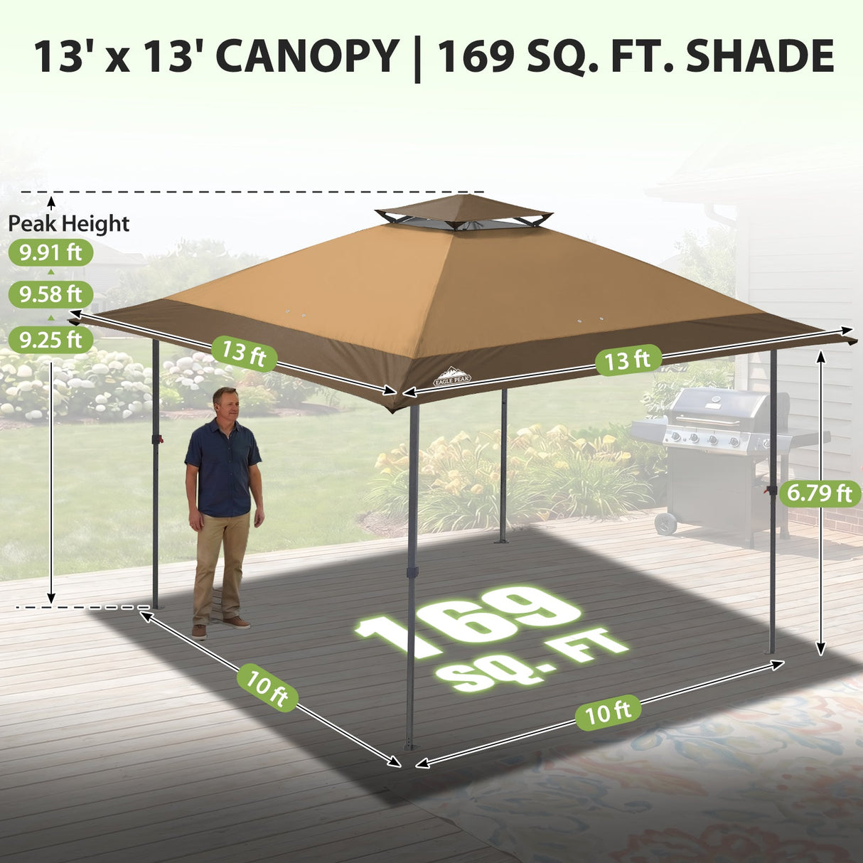 13x13 Straight Leg Pop Up Canopy Tent with 169 sqft of Shade - Eagle Peak®