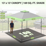 13x13 Straight Leg Pop Up Canopy Tent with 169 sqft of Shade - Eagle Peak®