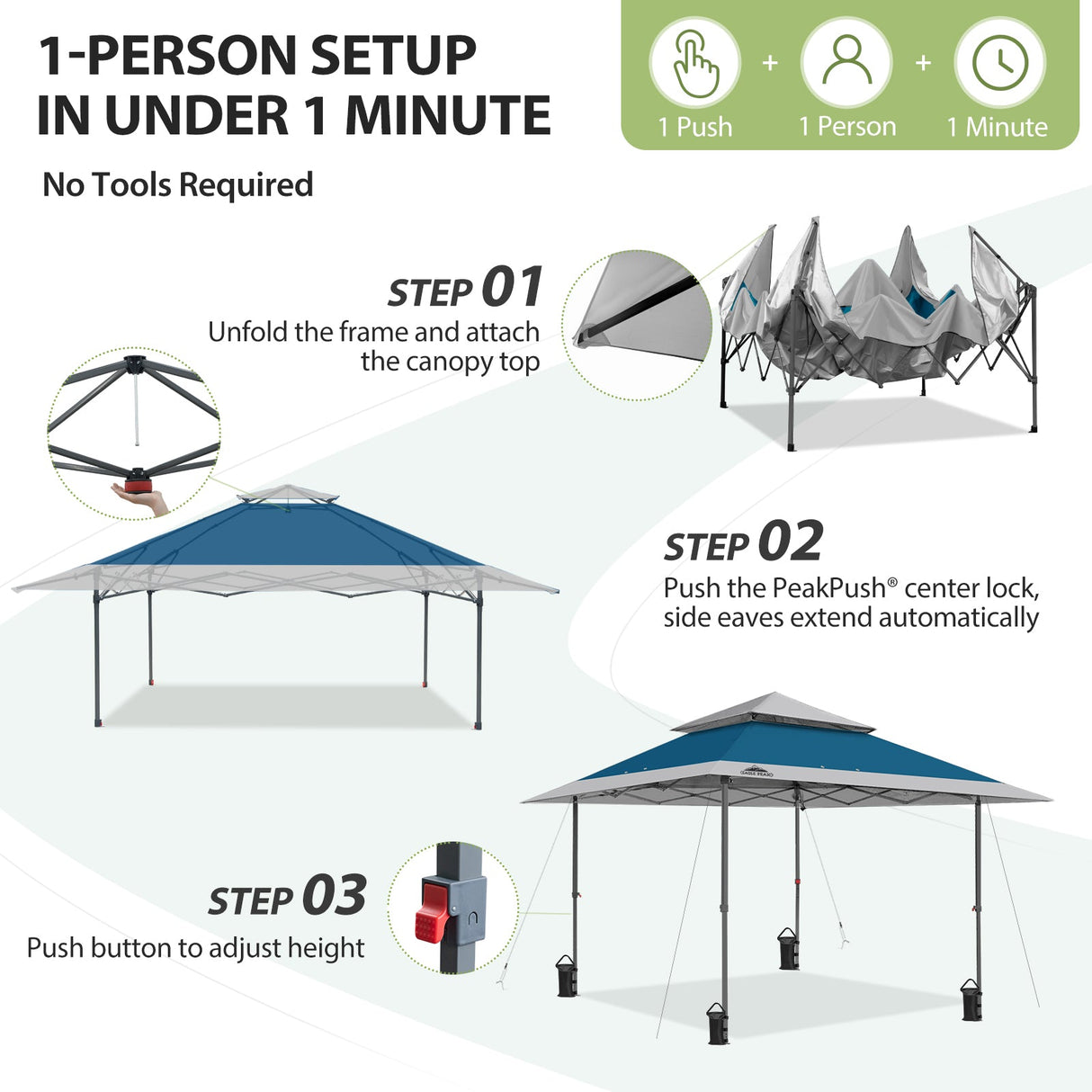 13x13 Straight Leg Pop Up Canopy Tent with 169 sqft of Shade - Eagle Peak®