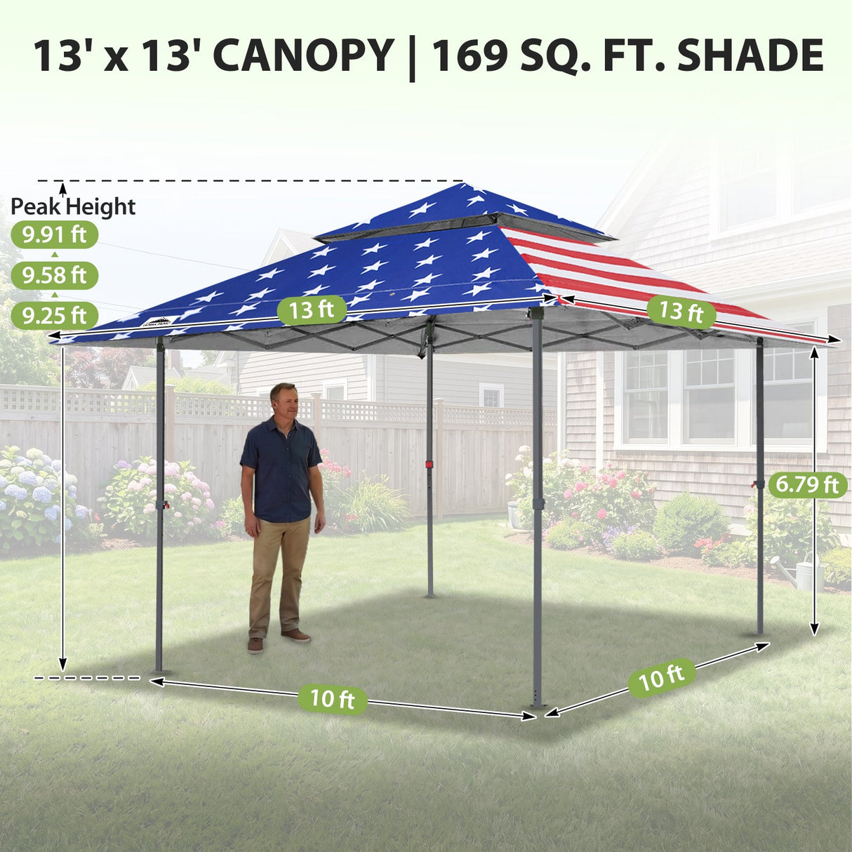 13x13 Straight Leg Pop Up Canopy Tent with 169 sqft of Shade - Eagle Peak®