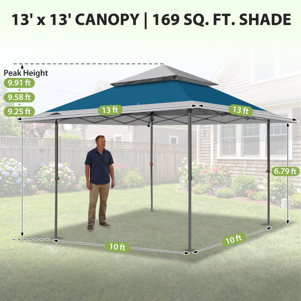13x13 Straight Leg Pop Up Canopy Tent with 169 sqft of Shade - Eagle Peak®