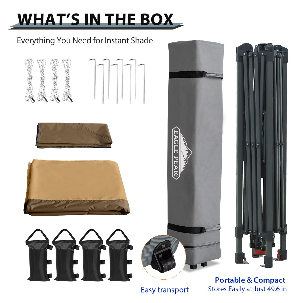 13x13 Straight Leg Pop Up Canopy Tent with 169 sqft of Shade - Eagle Peak Custom Canopy Tent