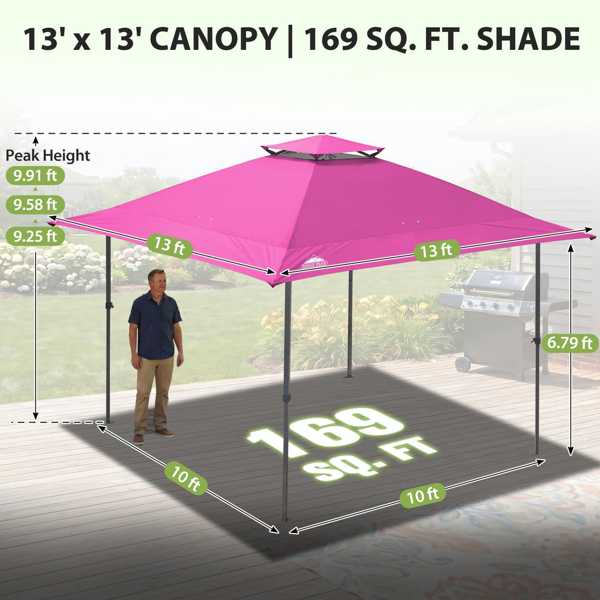 13x13 Straight Leg Pop Up Canopy Tent with 169 sqft of Shade - Eagle Peak®