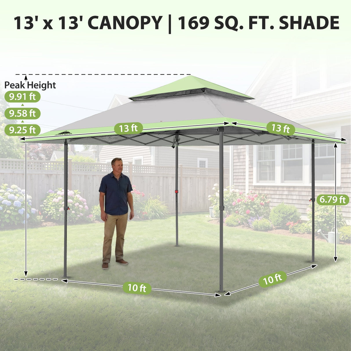 13x13 Straight Leg Pop Up Canopy Tent with 169 sqft of Shade - Eagle Peak®
