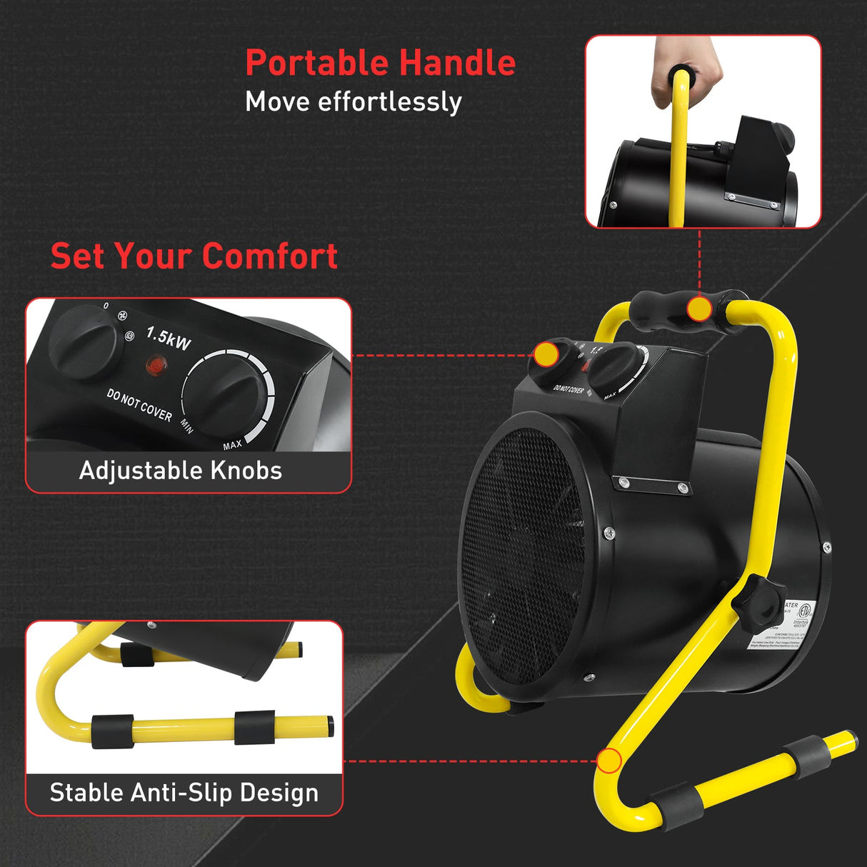 1500W Greenhouse Heater w/thermostat - Eagle Peak Custom Canopy Tent